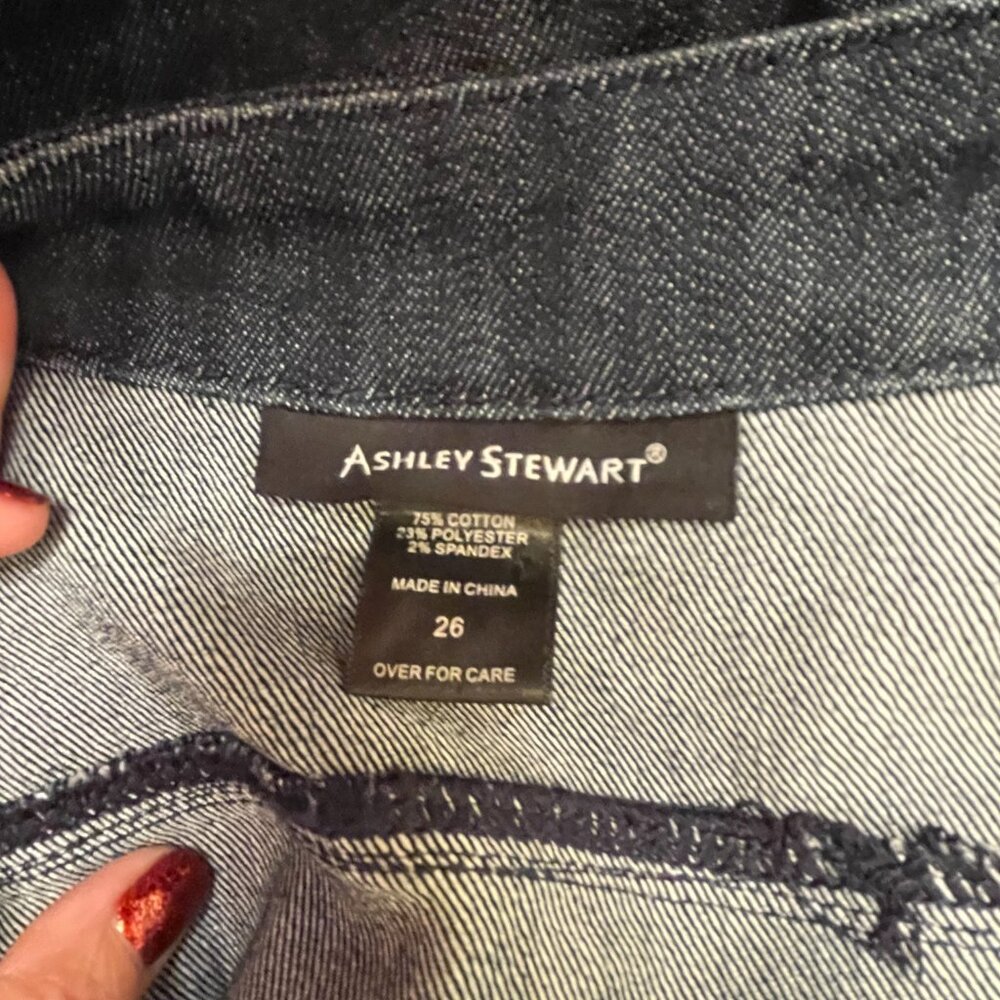 Ashley Stewart Denim and Black Lace Jacket Stretch size 26 - Picture 3 of 5